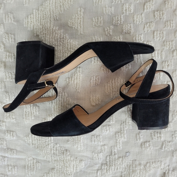 Charles David black suede sandal crisscross back ankle strap block heel 9.5 - Picture 7 of 11
